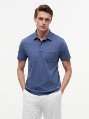 Regular Fit Jersey Pocket Polo, Faded Indigo