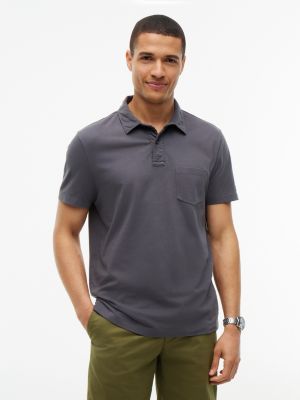 Regular Fit Jersey Pocket Polo, Washed Black