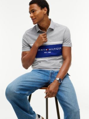 Мужские топы Tommy Hilfiger Regular Fit Tommy Logo Block Stripe Polo — фото 3