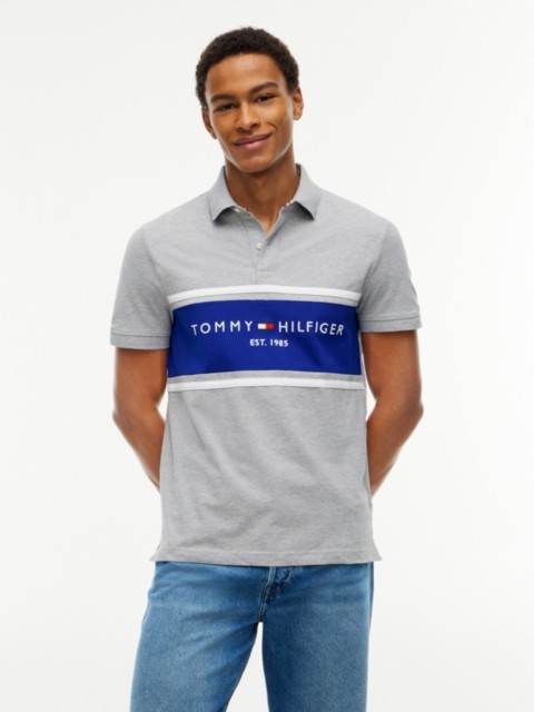 Мужские топы Tommy Hilfiger Regular Fit Tommy Logo Block Stripe Polo