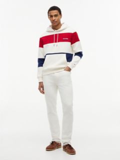 Tricolor Stripe Brushed-Back Hoodie — Ivory Silk 2