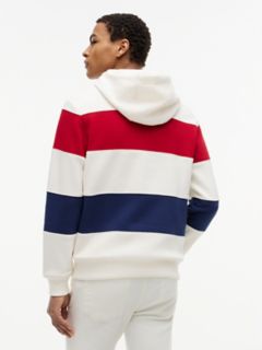 Tricolor Stripe Brushed-Back Hoodie — Ivory Silk 4
