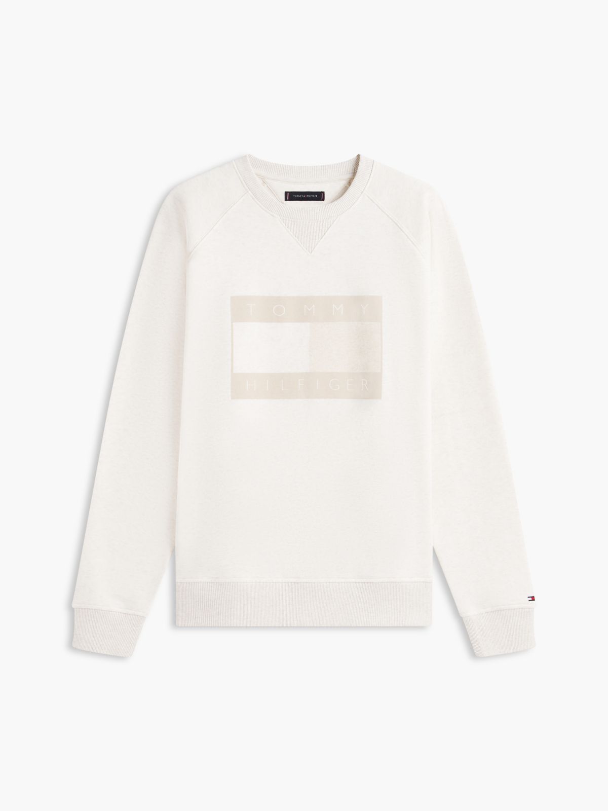 Flag Logo Brushed-Back Raglan Sweatshirt — Light Beige