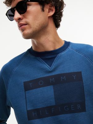 Мужские худи Tommy Hilfiger Flag Logo Indigo-Dyed Raglan Sweatshirt — фото 3