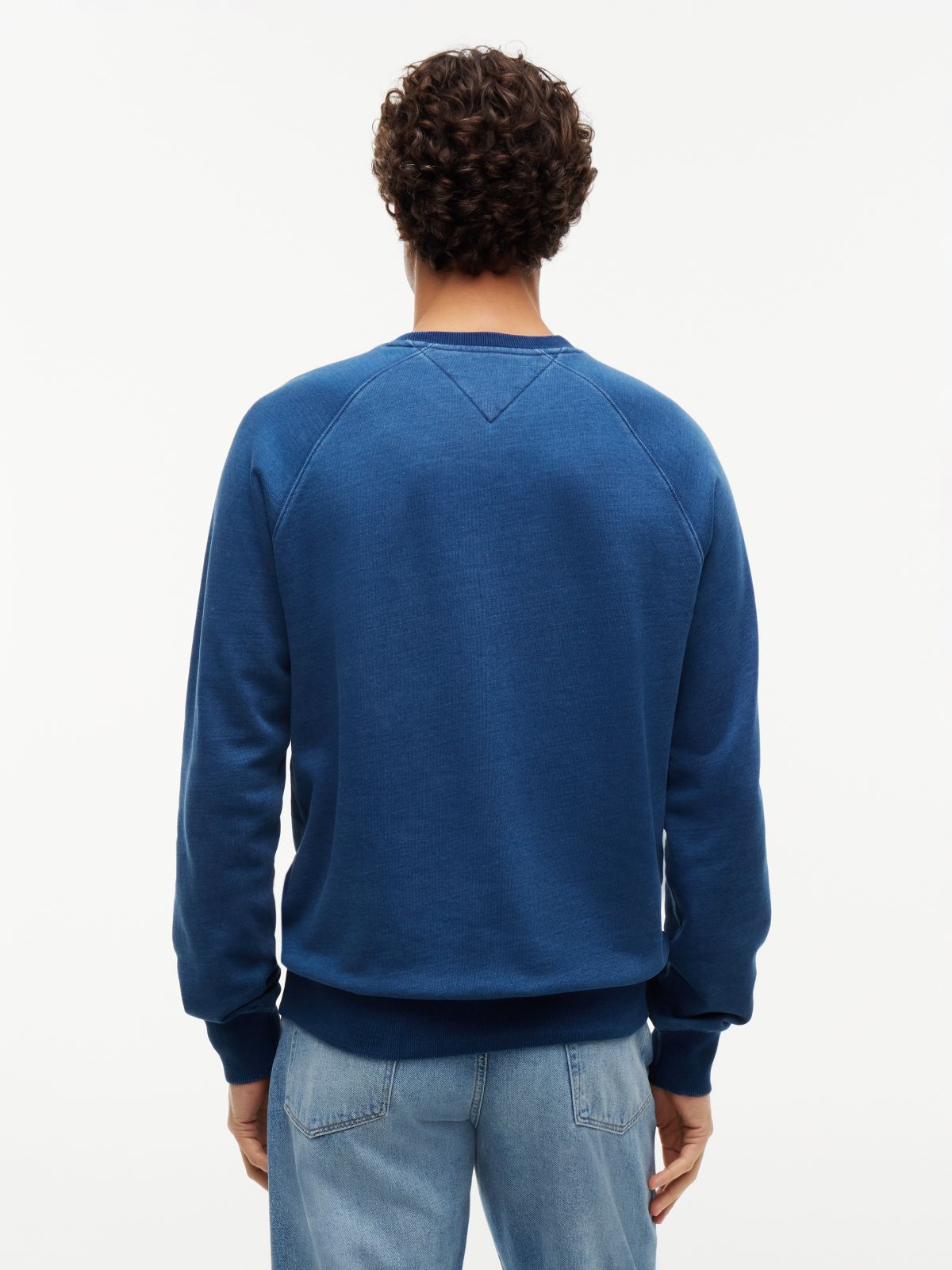 Flag Logo Indigo-Dyed Raglan Sweatshirt — Medium Wash Denim