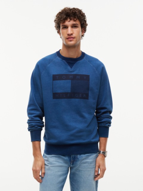 Мужские худи Tommy Hilfiger Flag Logo Indigo-Dyed Raglan Sweatshirt