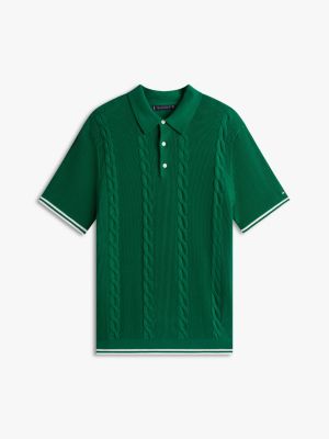 Short-Sleeve Cable Knit Sweater Polo | Tommy Hilfiger
