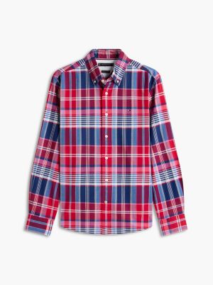 Мужская рубашка Tommy Hilfiger Regular Fit Plaid Oxford, цвет: Красный — фото 5