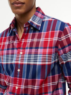Мужская рубашка Tommy Hilfiger Regular Fit Plaid Oxford, цвет: Красный — фото 3