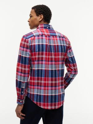 Мужская рубашка Tommy Hilfiger Regular Fit Plaid Oxford, цвет: Красный — фото 4