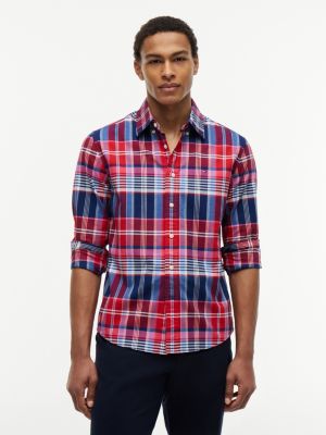 Regular Fit Plaid Oxford Shirt, Primary Red