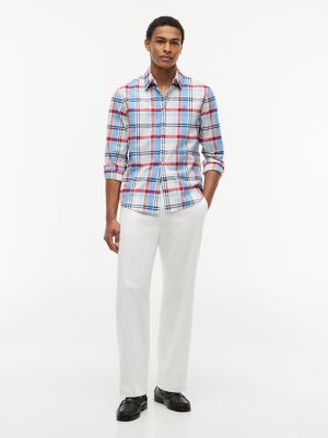 Мужская рубашка Tommy Hilfiger Regular Fit Plaid Oxford, цвет: Оптический белый разноцветный — фото 2