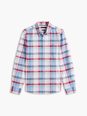 Мужская рубашка Tommy Hilfiger Regular Fit Plaid Oxford, цвет: Оптический белый разноцветный — фото 5
