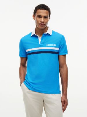 Regular Fit Hilfiger Logo Wicking Polo, Deep Sky Blue