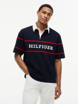 Relaxed Fit Hilfiger Logo Rugby Polo, Navy