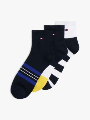 Stripe Mix Quarter-Top Sock 3-Pack, Navy/Multi