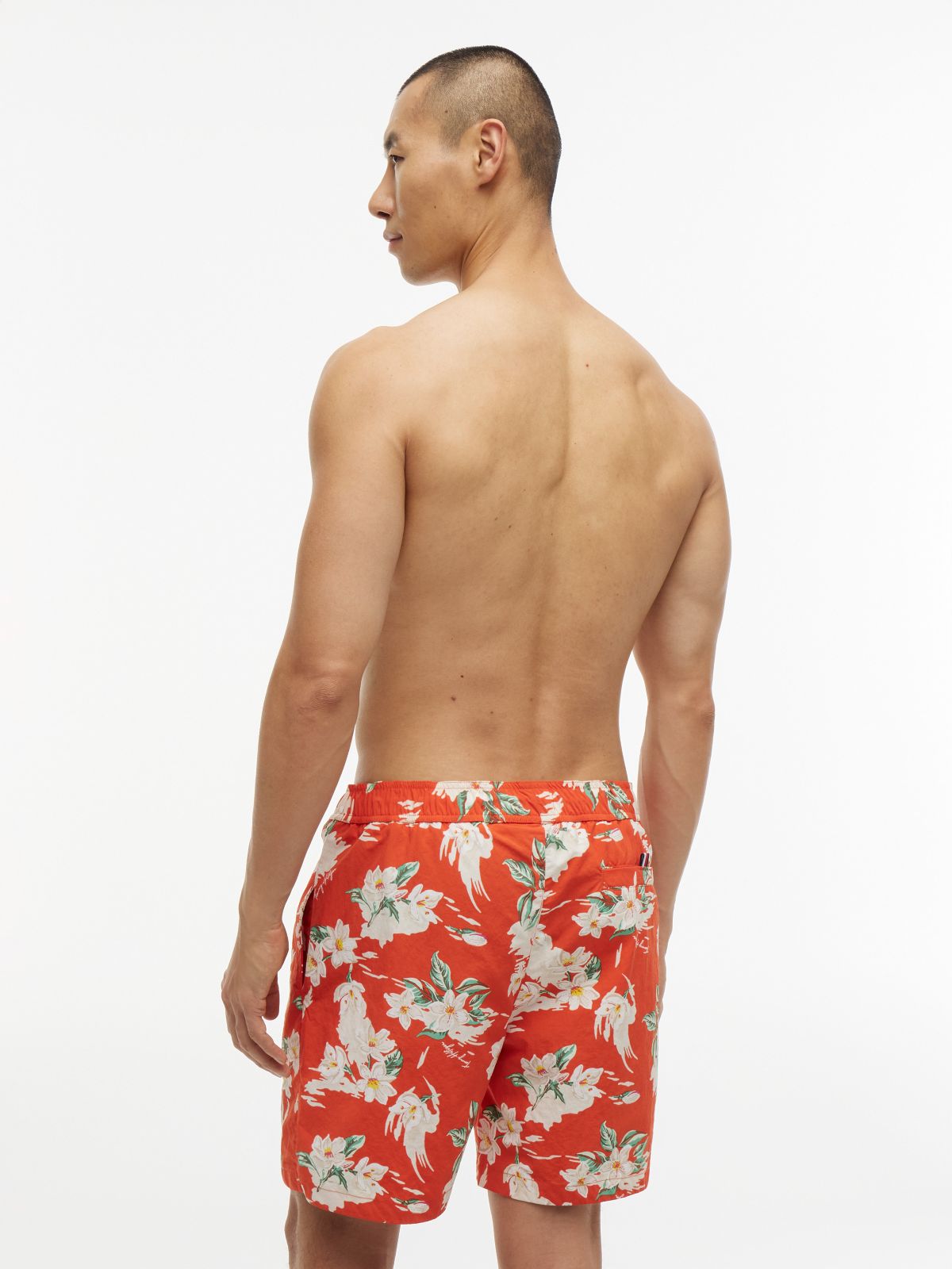 Floral Print 7" Swim Trunk — Brilliant Orange