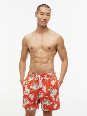 Floral Print 7" Swim Trunk, Brilliant Orange
