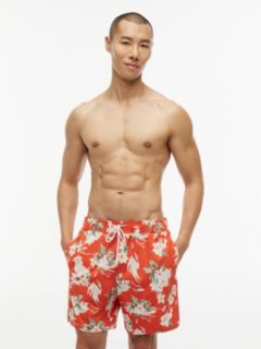 Floral Print 7" Swim Trunk — Brilliant Orange 1