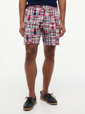 Regular Fit 7" Patchwork Madras Short, Nantucket Red