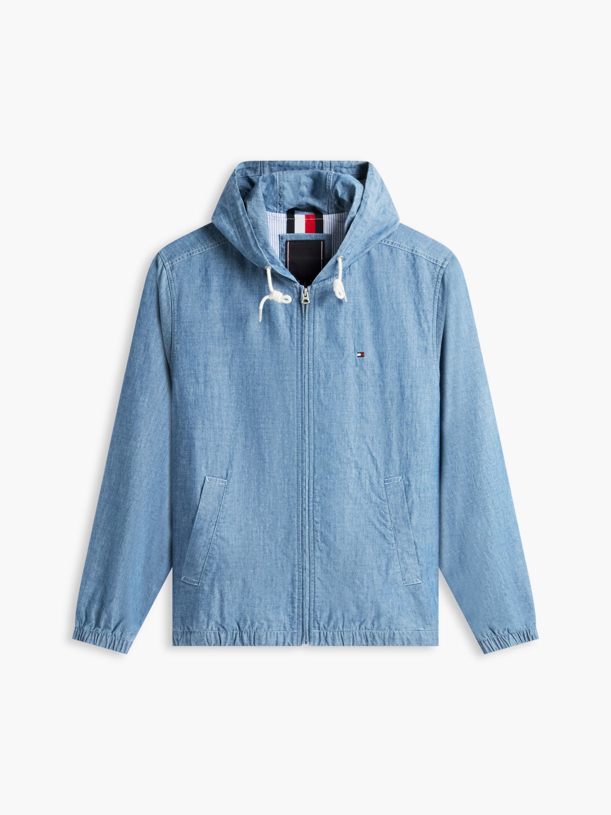 Chambray Hooded Zip Jacket — Chambray