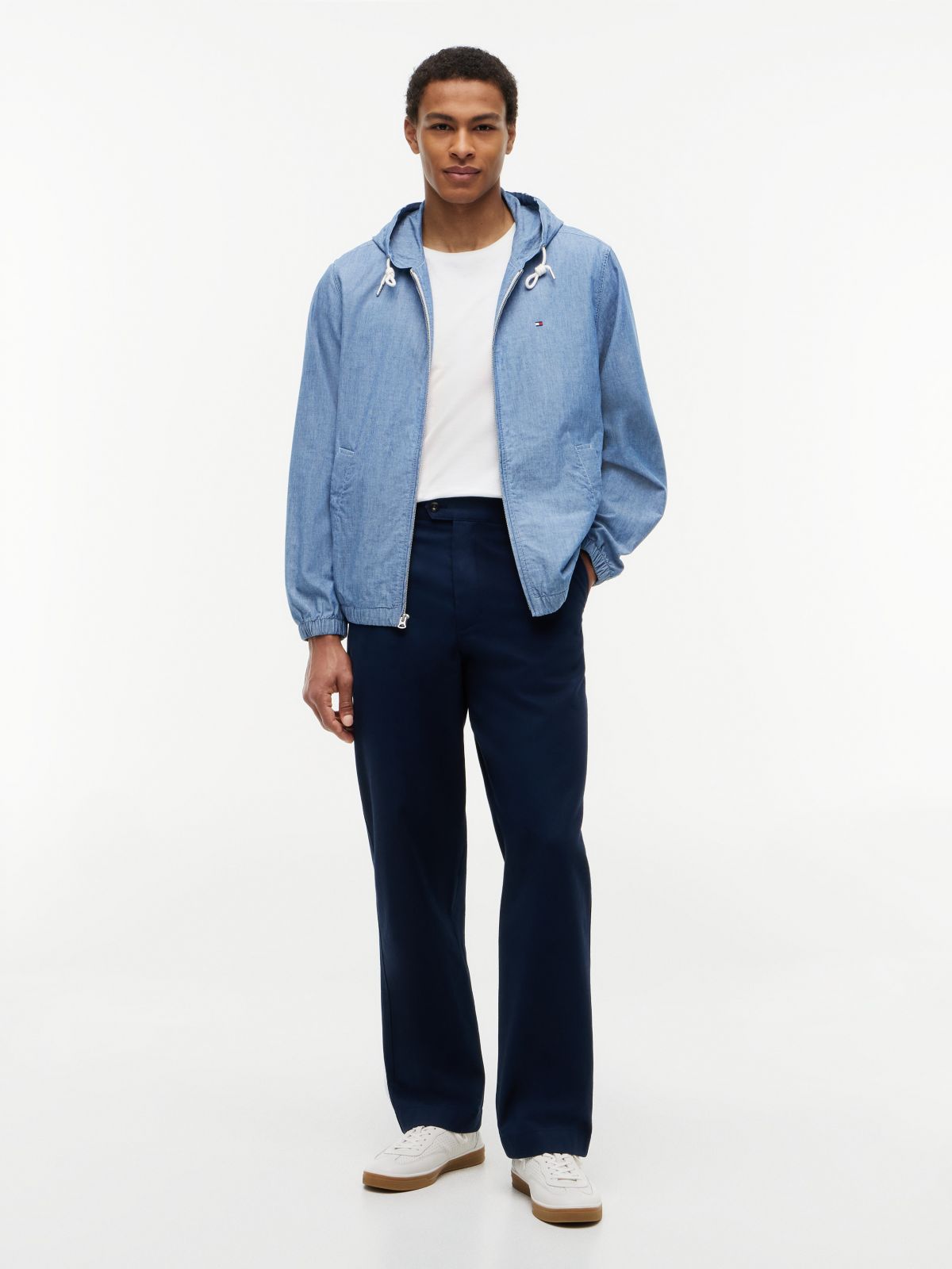 Chambray Hooded Zip Jacket — Chambray