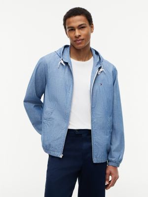 Chambray Hooded Zip Jacket, Chambray
