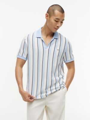 Regular Fit Striped Knit Polo, Sweet Blue/White Stripe