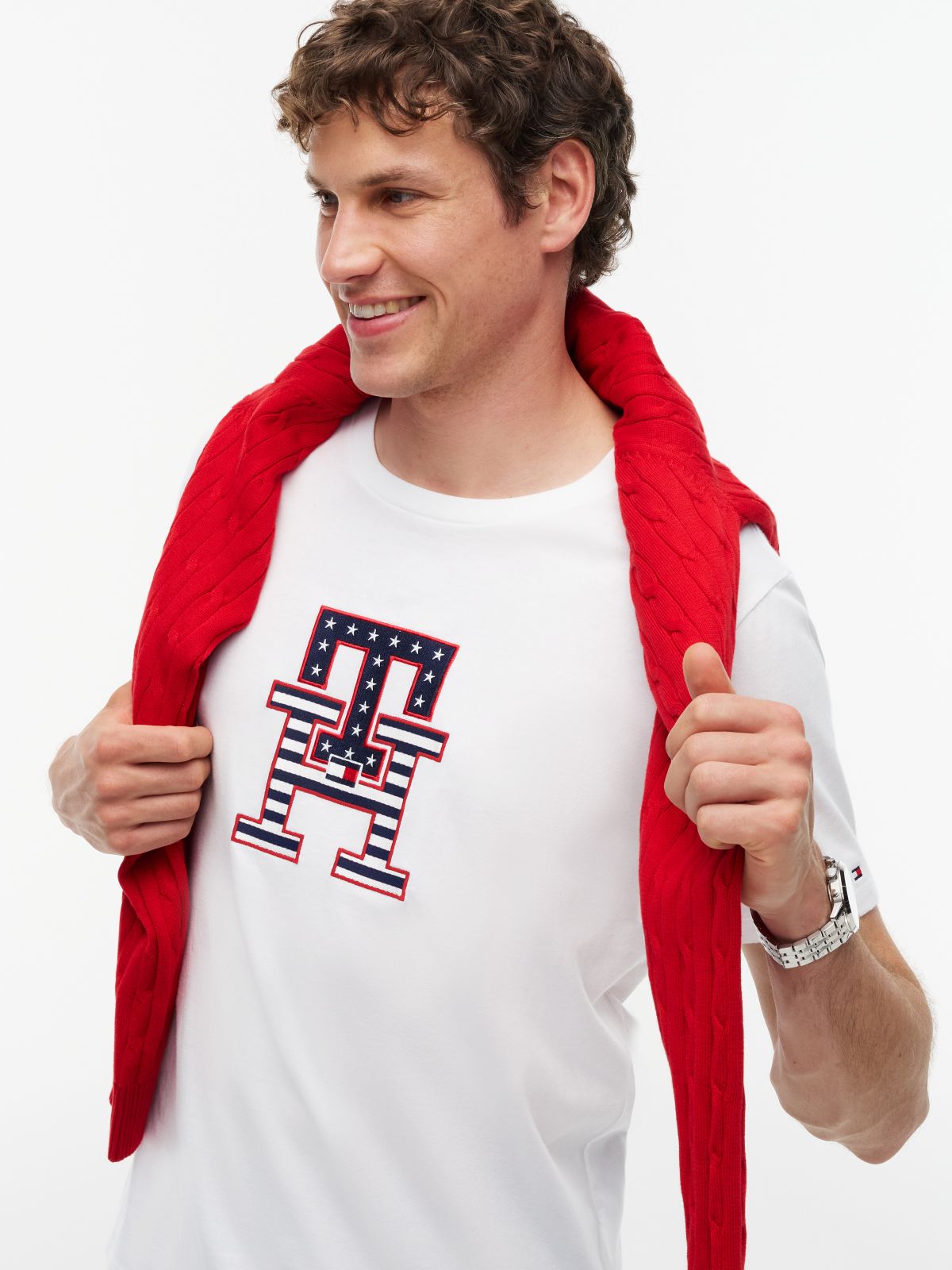 Stars and Stripes Monogram T-Shirt — Optic White