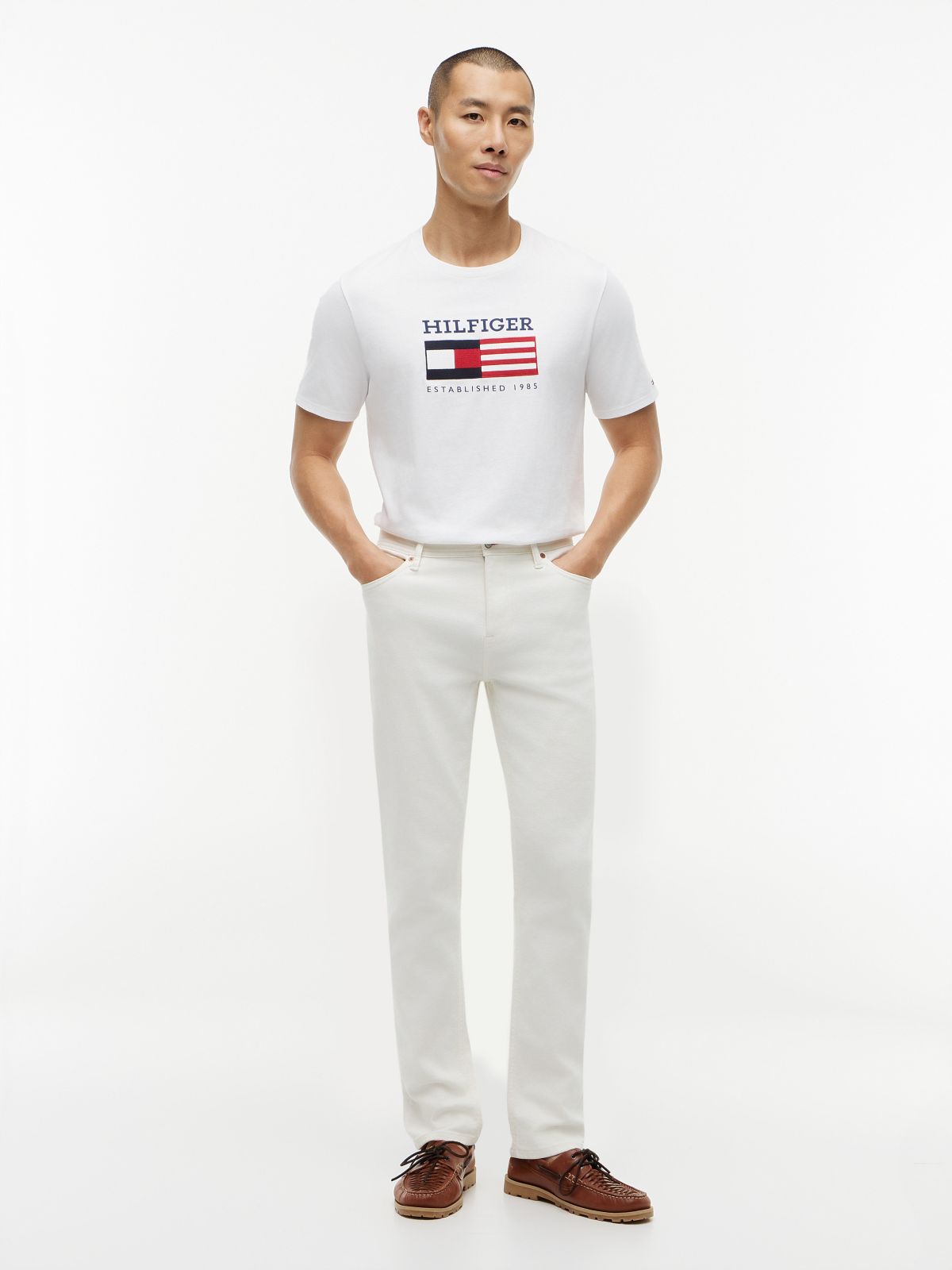 Hilfiger Flag Logo T-Shirt — Optic White