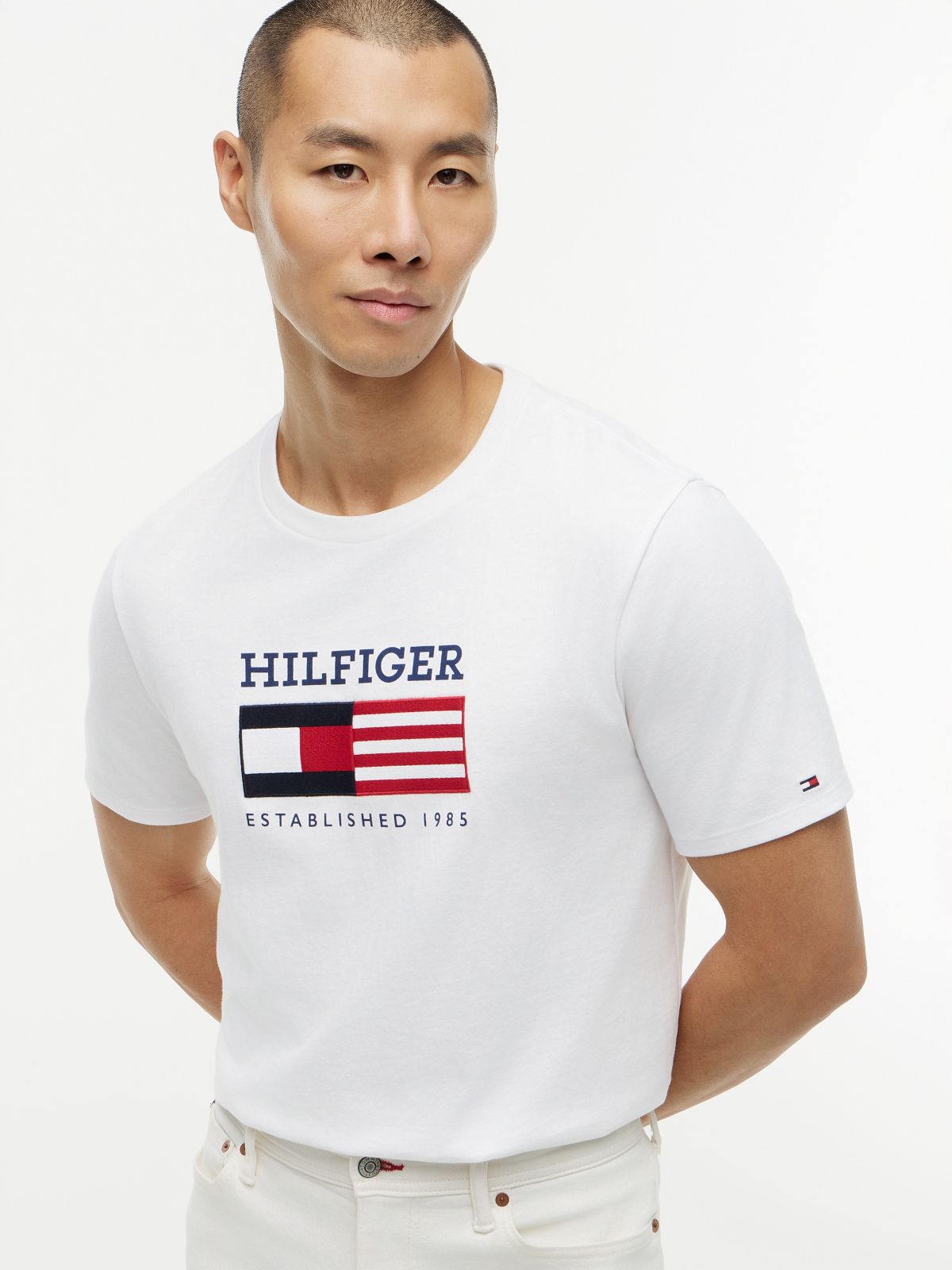 Hilfiger Flag Logo T-Shirt — Optic White