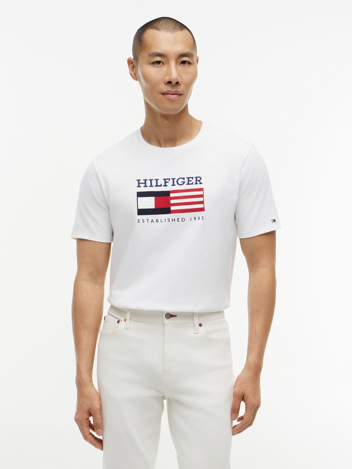 Hilfiger Flag Logo T-Shirt — Optic White