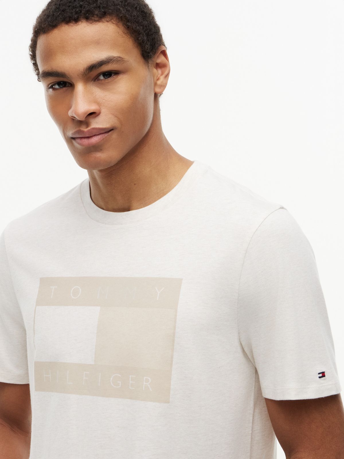 Tonal Flag Logo T-Shirt — Ivory Heather