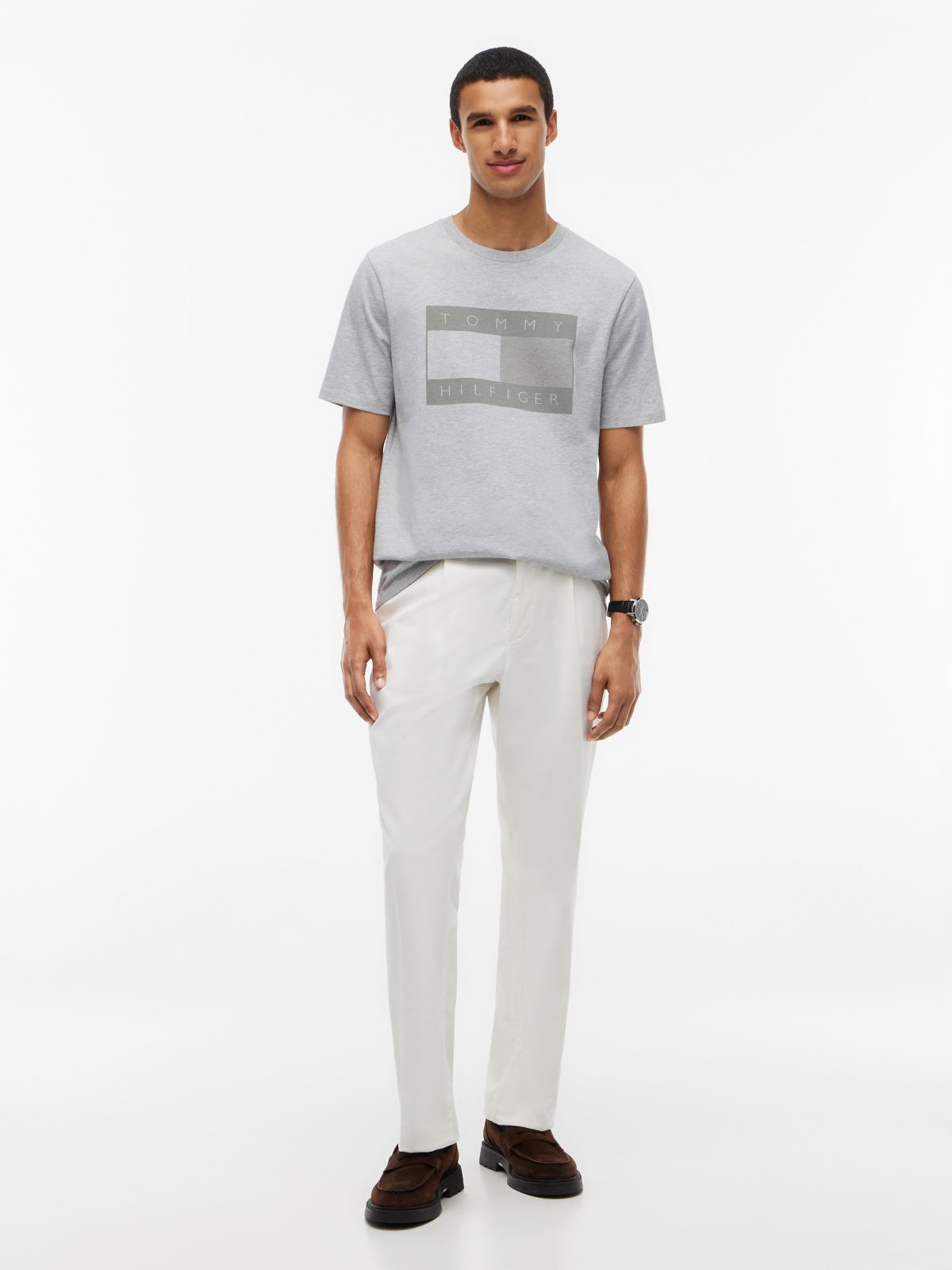 Tonal Flag Logo T-Shirt — Grey Heather