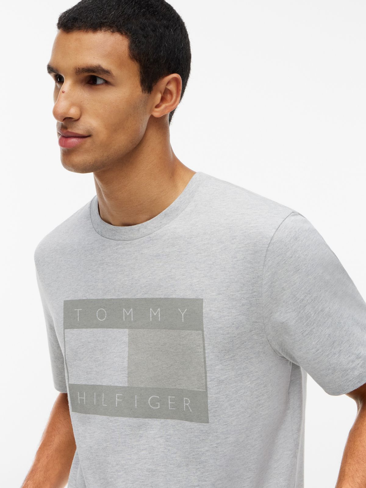 Tonal Flag Logo T-Shirt — Grey Heather