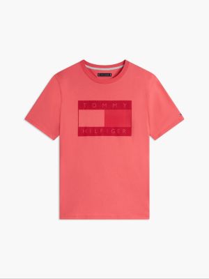 Мужская футболка Tommy Hilfiger Tonal Flag Logo, цвет: Коралловый — фото 5