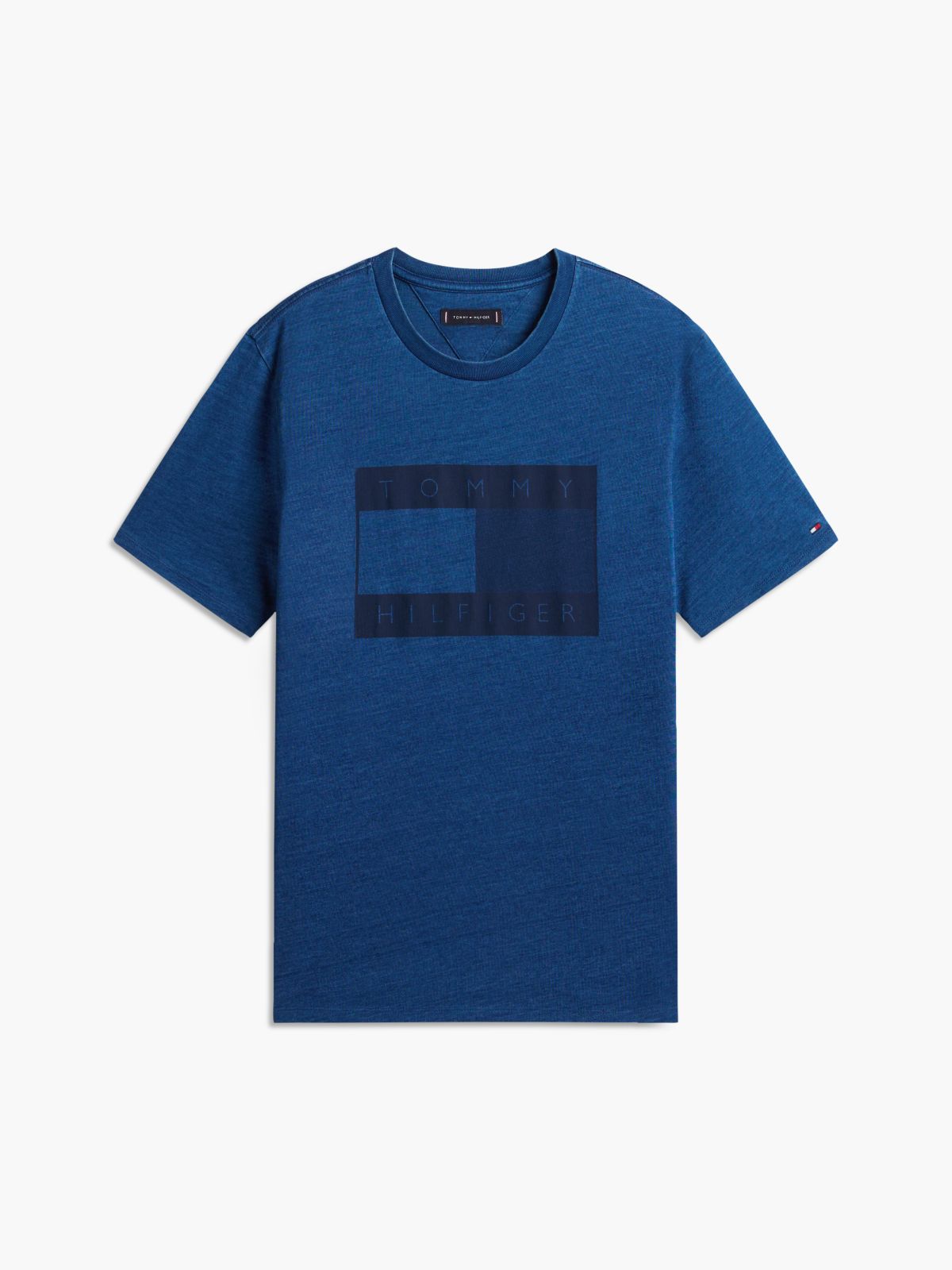 Indigo-Dyed Flag Logo T-Shirt — Indigo Wash
