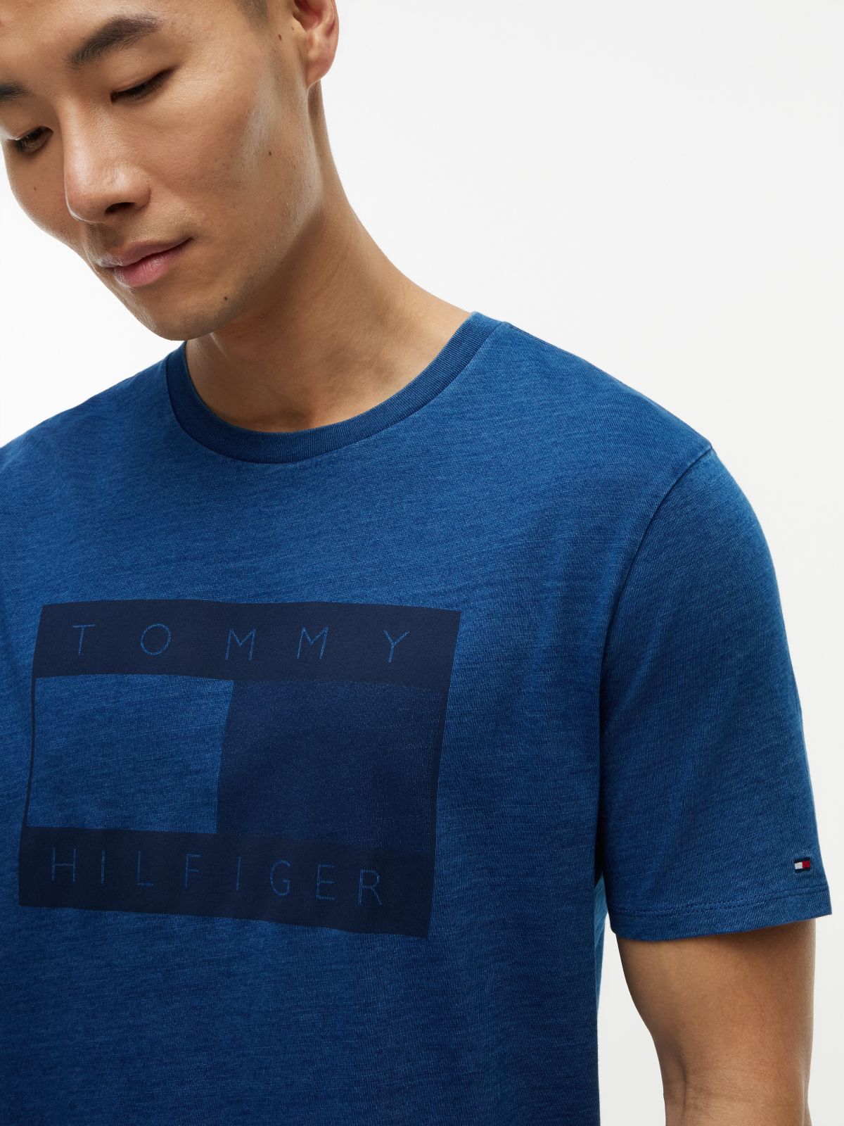 Indigo-Dyed Flag Logo T-Shirt — Indigo Wash