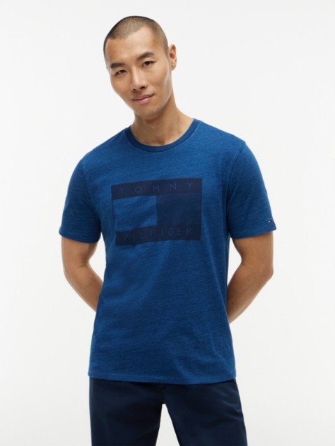 Мужские футболки Tommy Hilfiger Indigo-Dyed Flag Logo T-Shirt