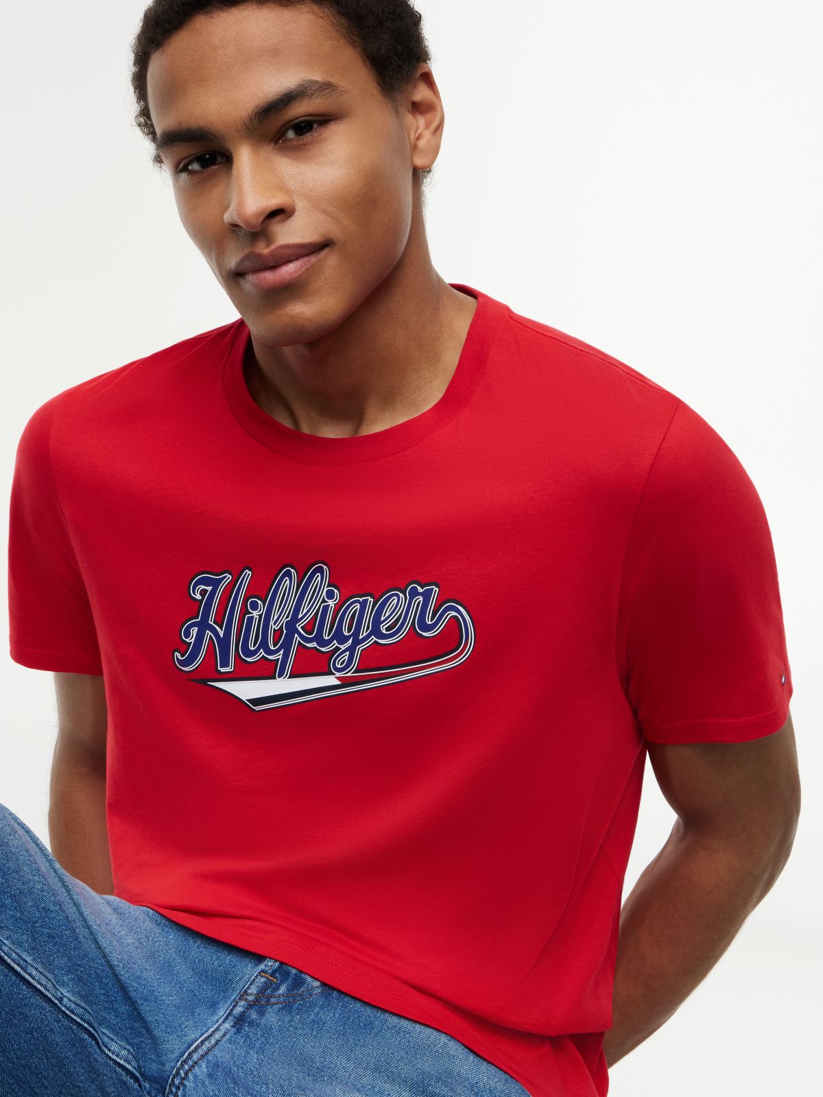 Hilfiger Baseball Logo T-Shirt — Primary Red