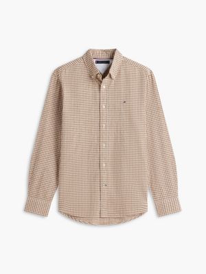 Мужские рубашки Tommy Hilfiger Regular Fit Gingham Linen-Blend Shirt — фото 5