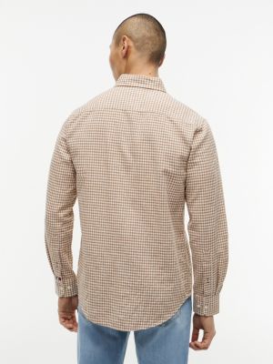 Мужские рубашки Tommy Hilfiger Regular Fit Gingham Linen-Blend Shirt — фото 4