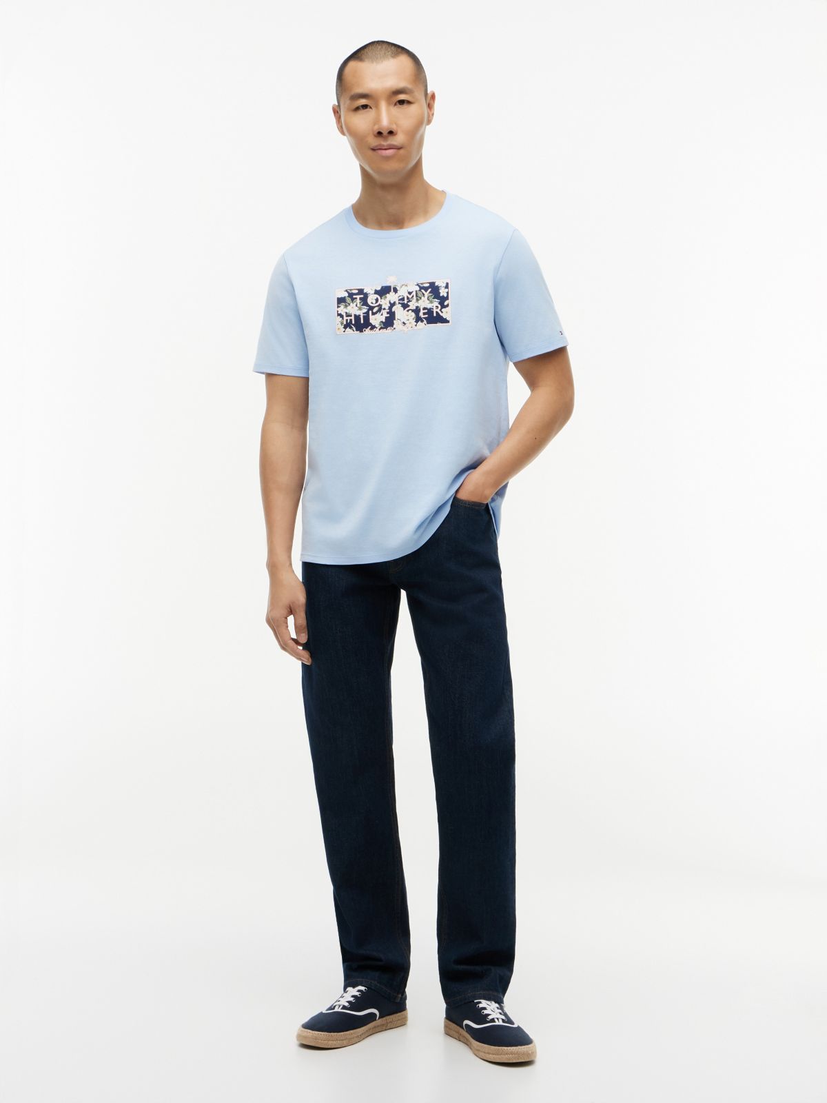 Tropical Floral Logo T-Shirt — Sweet Blue