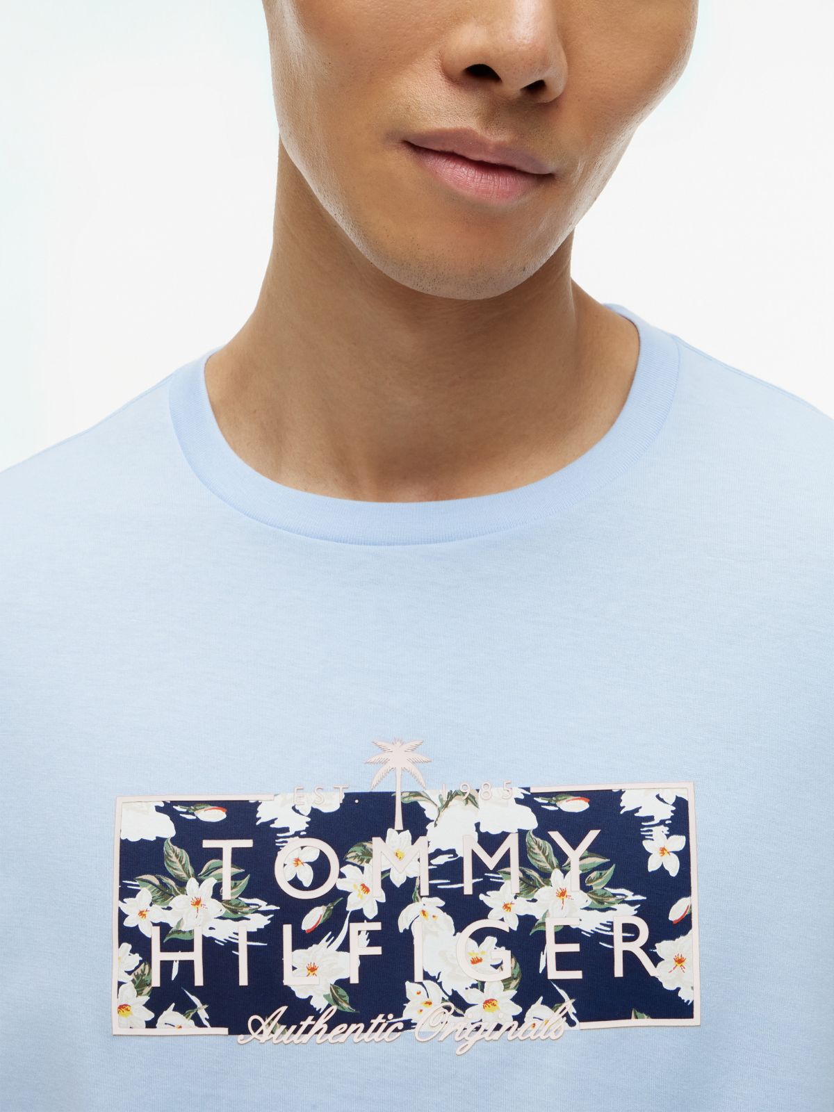 Tropical Floral Logo T-Shirt — Sweet Blue