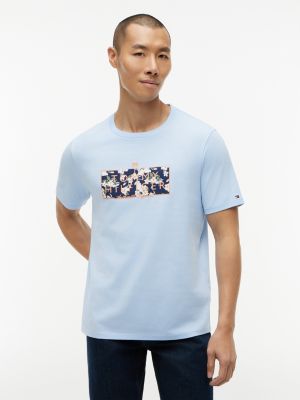 Tropical Floral Logo T-Shirt, Sweet Blue