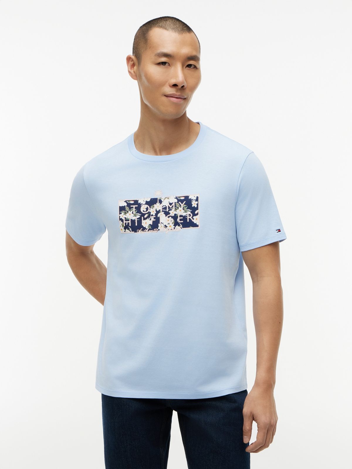 Tropical Floral Logo T-Shirt — Sweet Blue