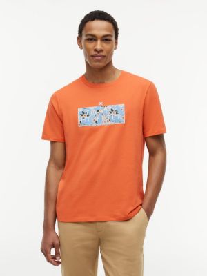 Tropical Floral Logo T-Shirt, Papaya Ray