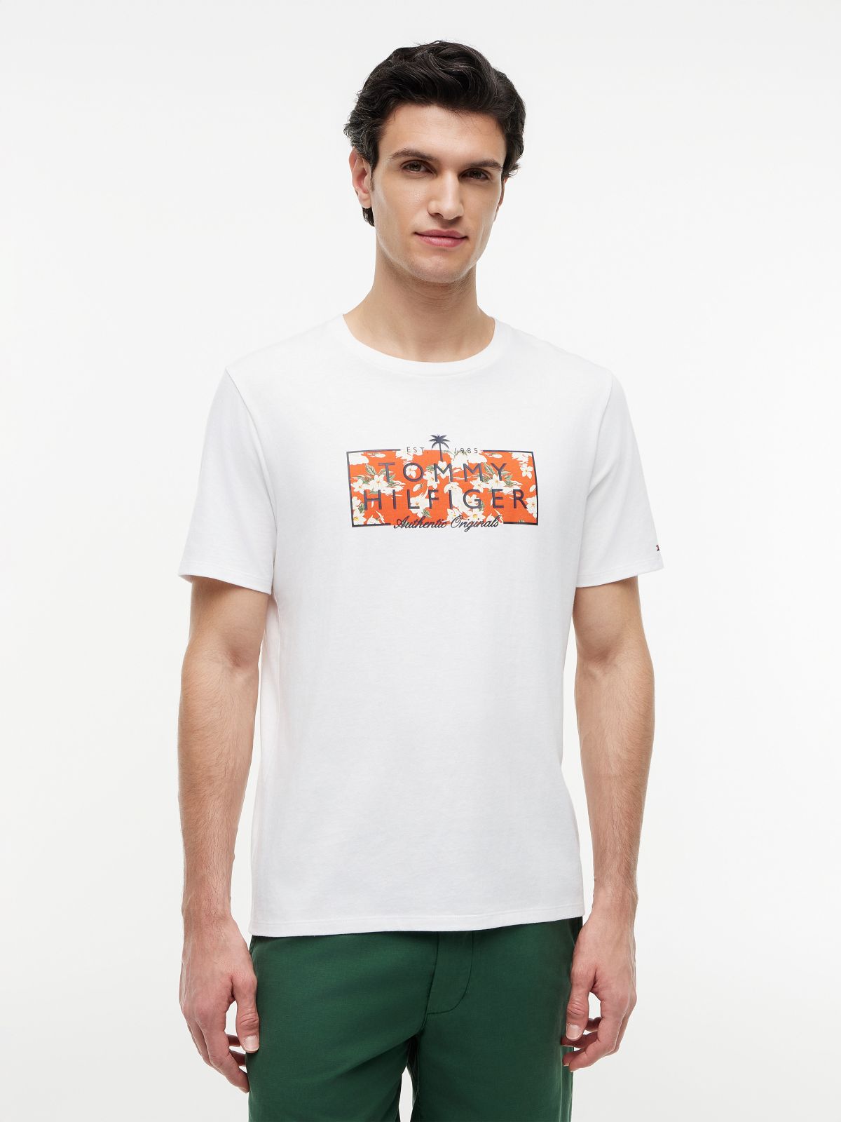 Tropical Floral Logo T-Shirt — Optic White