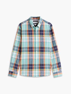 Мужские рубашки Tommy Hilfiger Regular Fit Madras Linen-Blend Shirt — фото 5