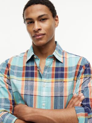 Мужские рубашки Tommy Hilfiger Regular Fit Madras Linen-Blend Shirt — фото 3